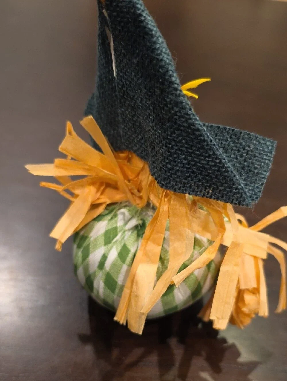 Autumn Scarecrow Table Accent - Green Plaid